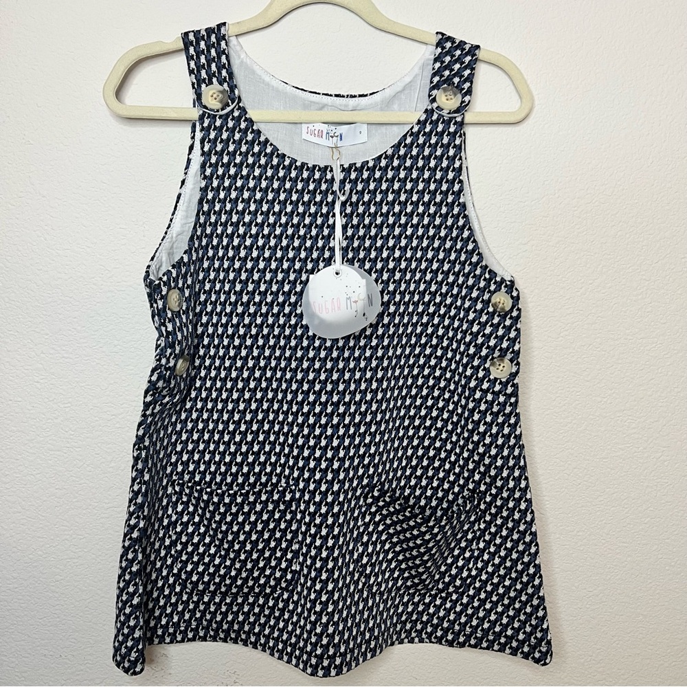 Sugar Moon Girls/Toddlers Houndstooth blue-Plaid Knit Jumper NEW with tags!